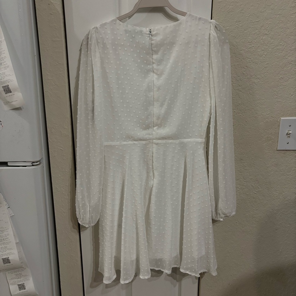 Lulu's Wine and Dine White Swiss Dot Long Sleeve Skater Dress - Picture 4 of 8